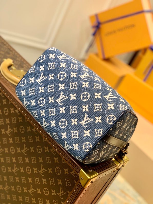 Louis Vuitton Speedy Bandouliere 25 Monogram Denim Jacquard Navy Blue For Women. Women-s Handbags 9.8in/25cm LV M59609 - Soul Replicas