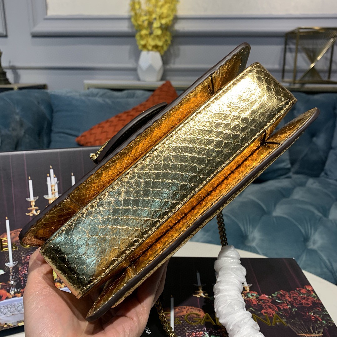 Dolce & Gabbana Medium DG Bag In Printed Solid Pattern Gold For Women 9in/23cm DG - Soul Replicas