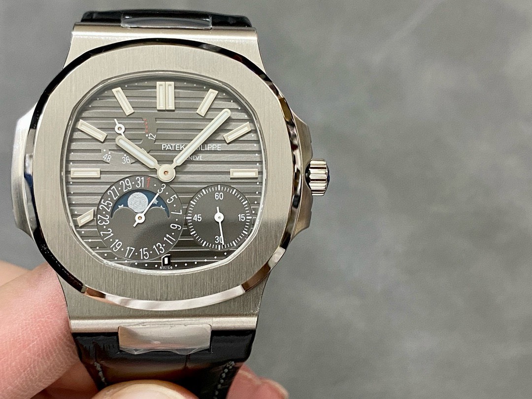 Patek Philippe Best Replica Watch Nautilus 5712 Gray Dial Leather Strap PPF 40mm - Soul Replicas