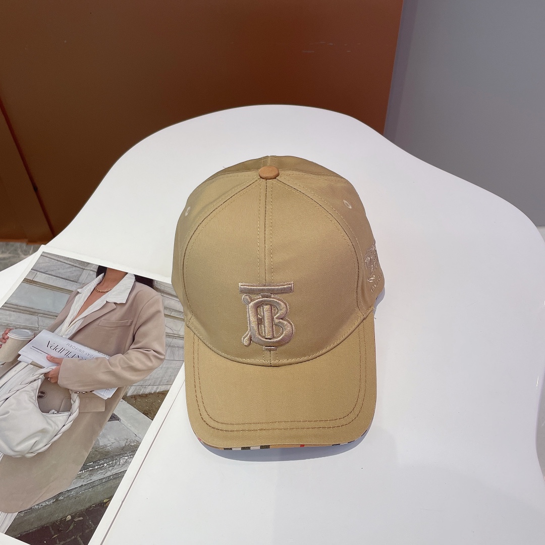 Burberry Monogram Motif Icon Stripe Cotton Baseball Cap Beige - Soul Replicas