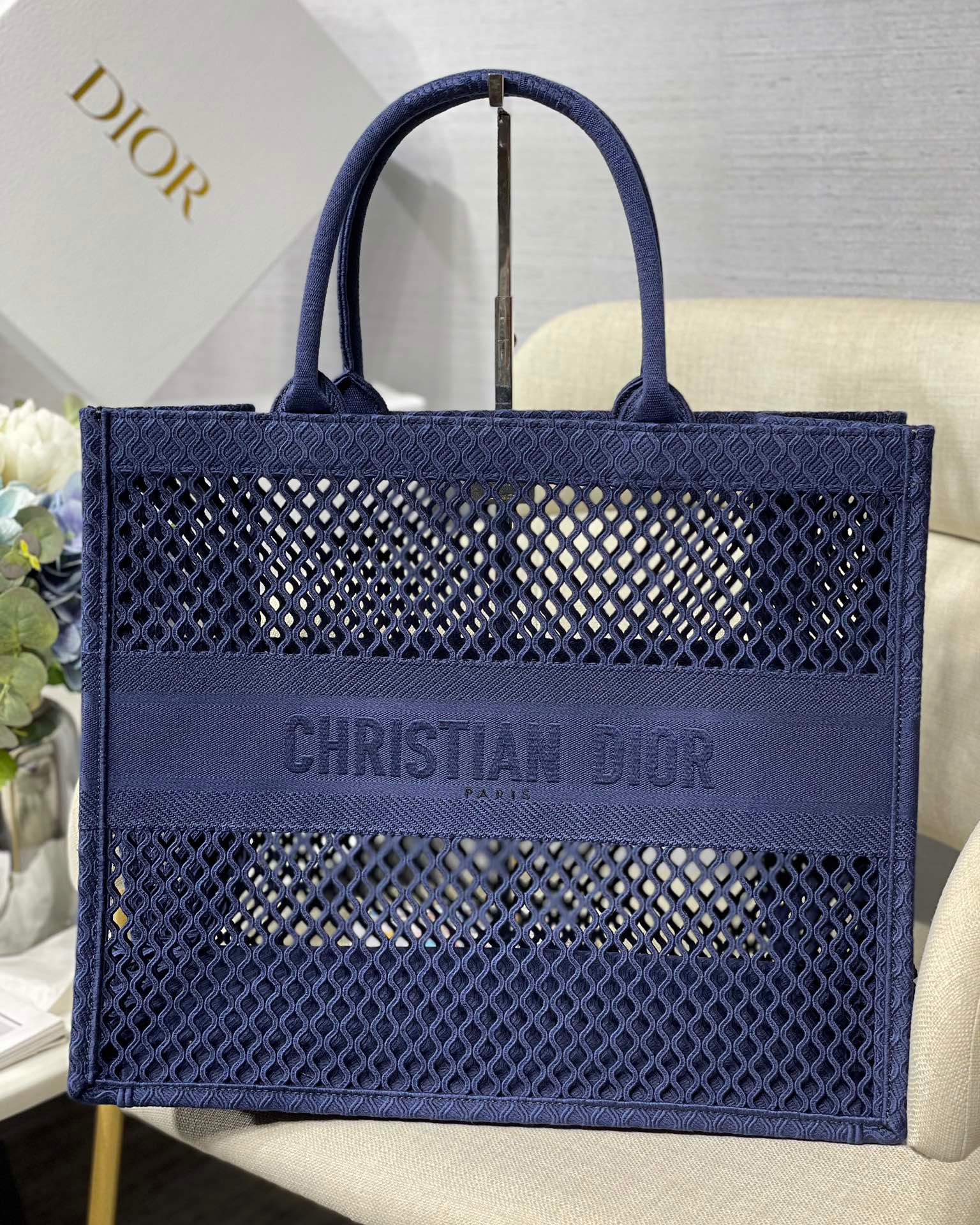 Christian Dior Large Dior Book Tote Blue. For Women. Women's Handbags 16.5in/42cm CD - Soul Replicas