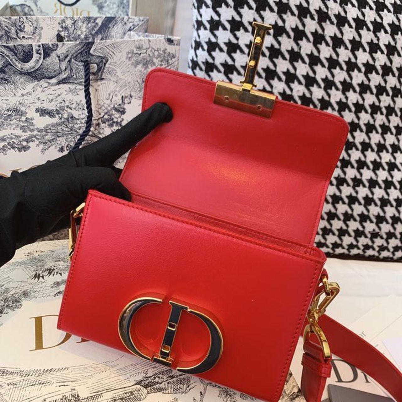 Christian Dior Mini 30 Montaigne Bag Gold Toned Hardware Red For Women 18cm/7in CD - Soul Replicas