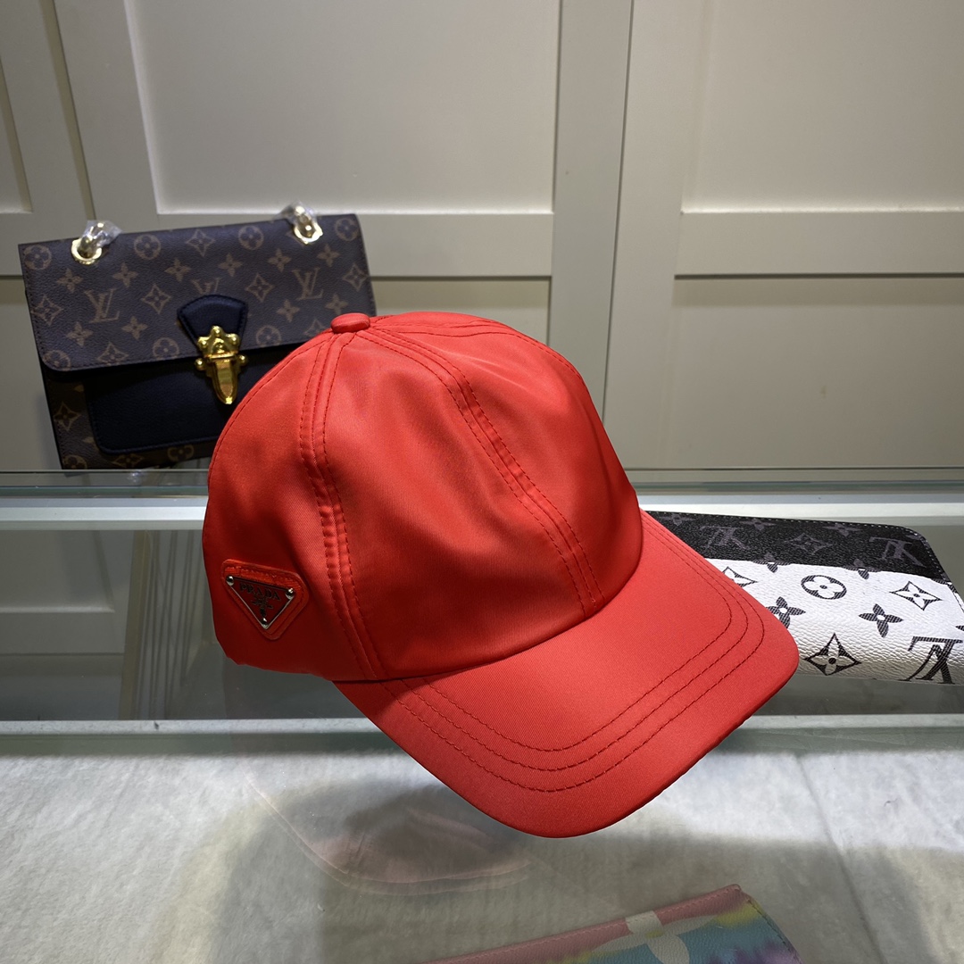 Prada Drill Baseball Cap Red Prada Cap - Soul Replicas