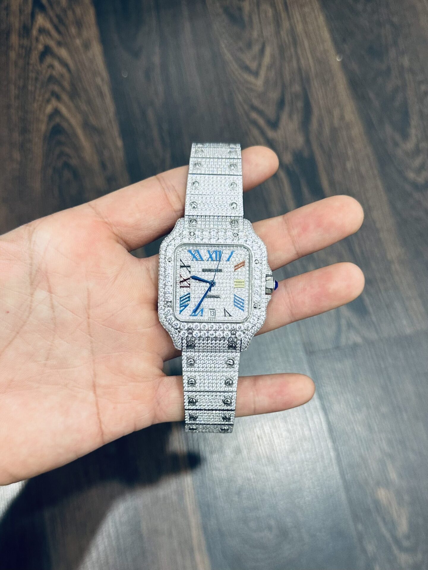 Cartier Santos Replica Watch Full CZ Metal Wire 39.8mm - Soul Replicas