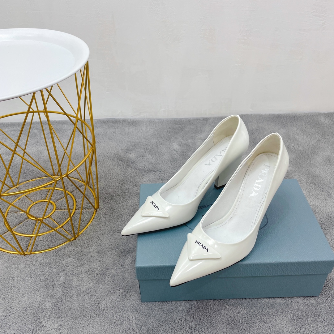 Prada Brushed Pumps White For Women Prada - Soul Replicas