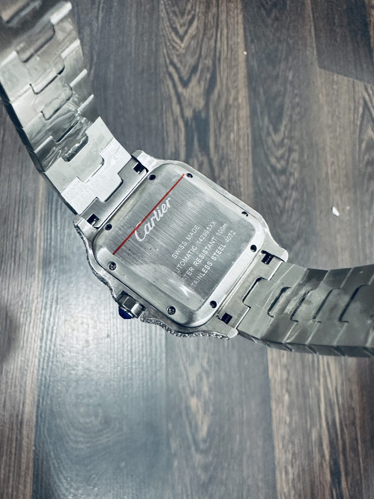 Cartier Santos Replica Watch Full CZ Metal Wire 39.8mm - Soul Replicas