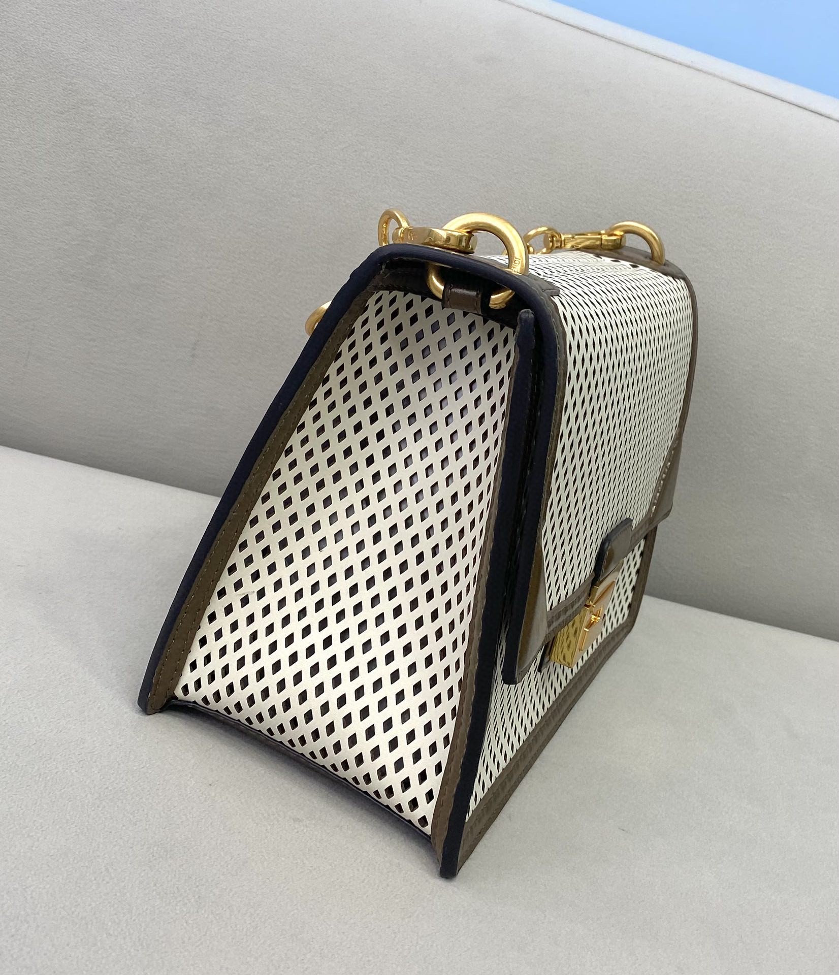 Fendi Medium Kan U White and Brown Bag For Woman 25cm/10in - Soul Replicas