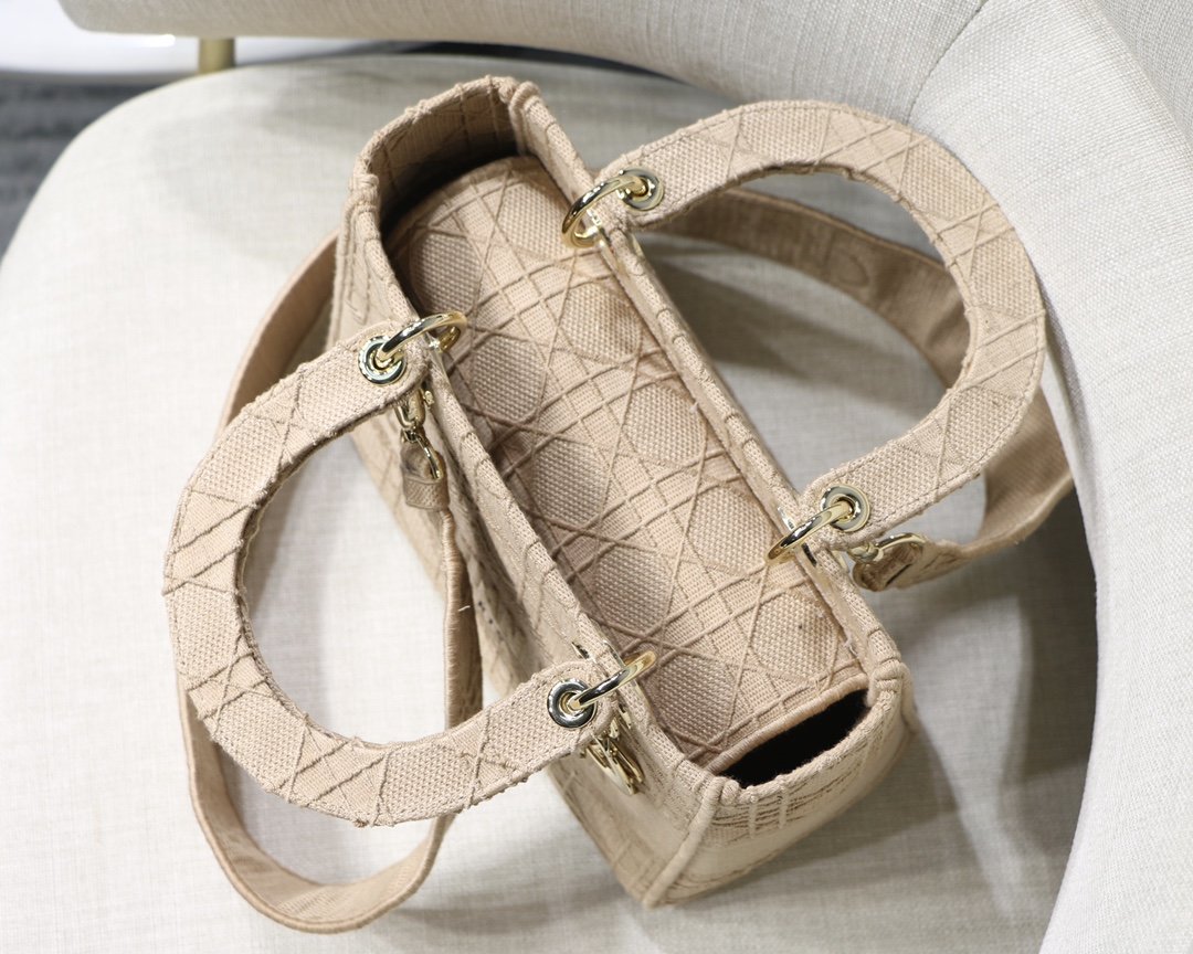 Christian Dior Medium Lady Dior Bag Gold Toned Hardware Beige For Women 9.5in/24cm CD - Soul Replicas