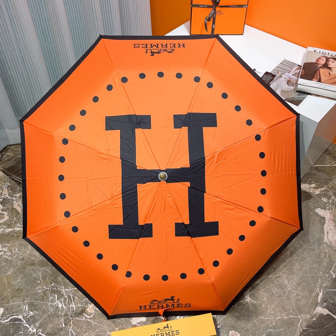 Hermes Pluie De H Folding Umbrella Orange - Soul Replicas