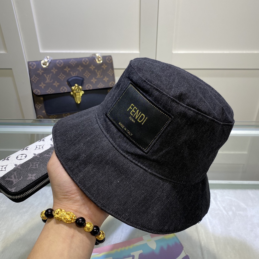 Fendi Denim Bucket Hat Black Fendi Hat - Soul Replicas