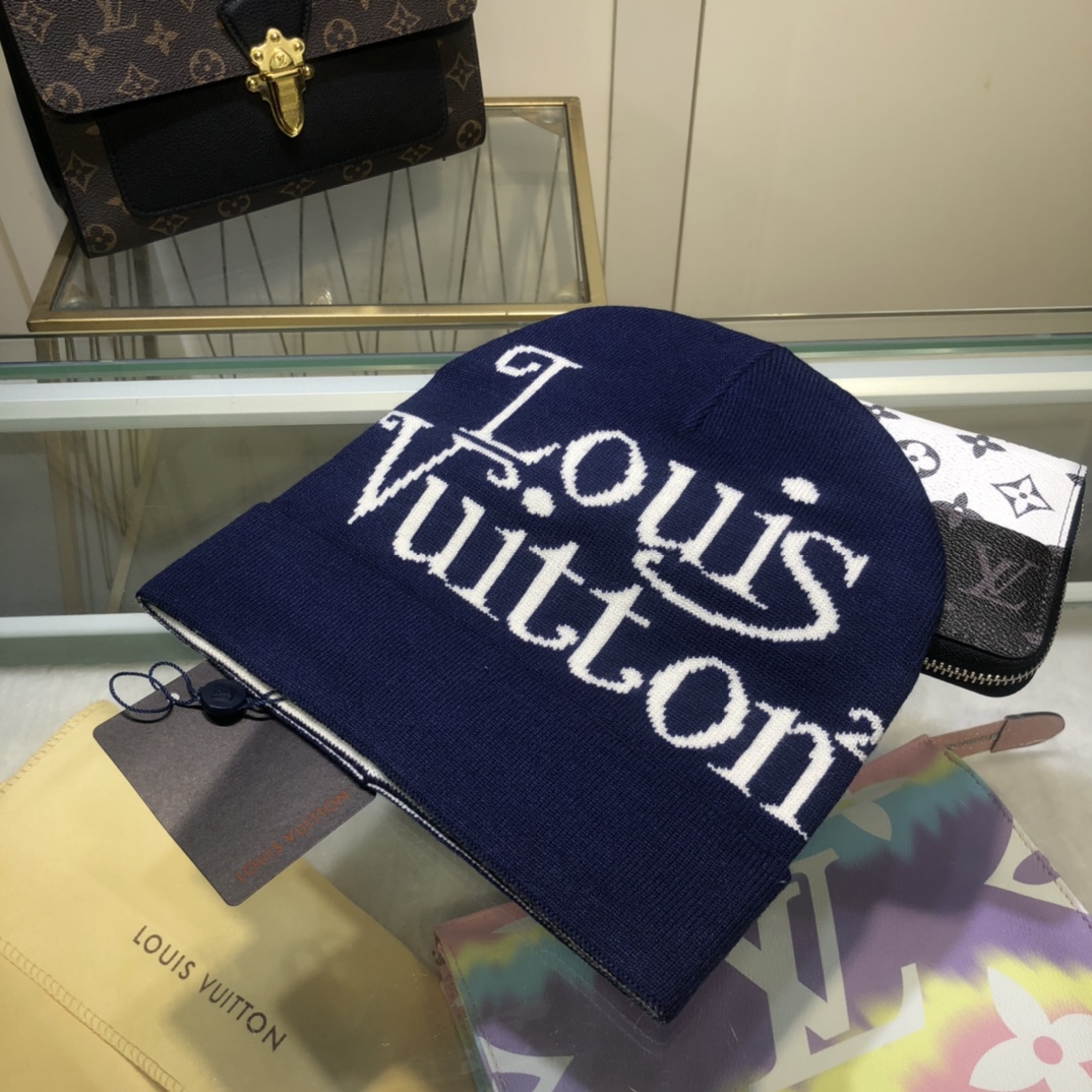 Louis Vuitton Beanie In Dark Blue LV Headwear - Soul Replicas