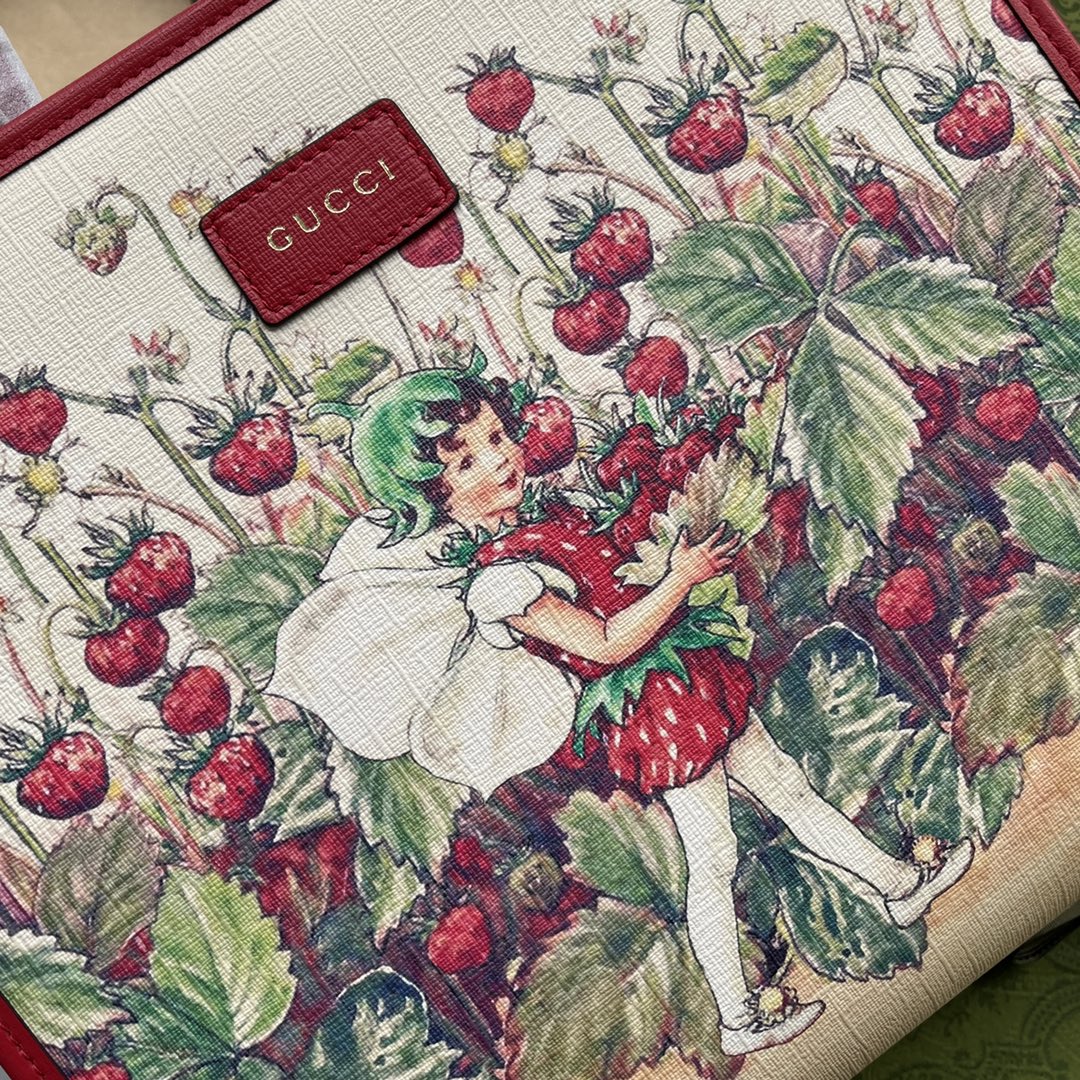 Gucci Children-s Tote Bag With Strawberry Fairy Print Red For Women. Women-s Bags 11in/28cm Gucci‎ ‎630542 U6IAN 8257 - Soul Replicas