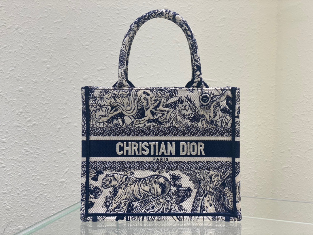 Christian Dior Small Dior Book Tote Blue. For Women. Women's Handbags 26.5cm/10.5in CD M1265ZRGO_M928 - Soul Replicas