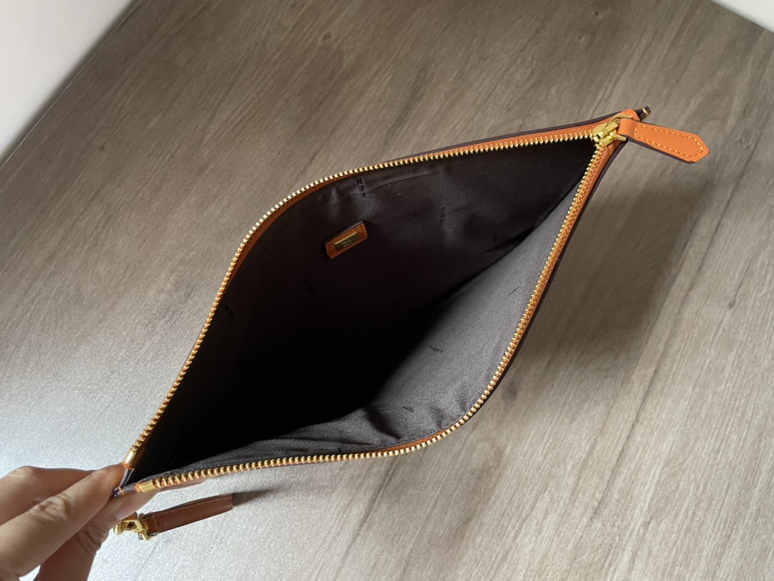 Fendi Flat Pouch Brown Large Pouch Bag For Woman 34cm/13in 8N0178AC9LF0QVK - Soul Replicas