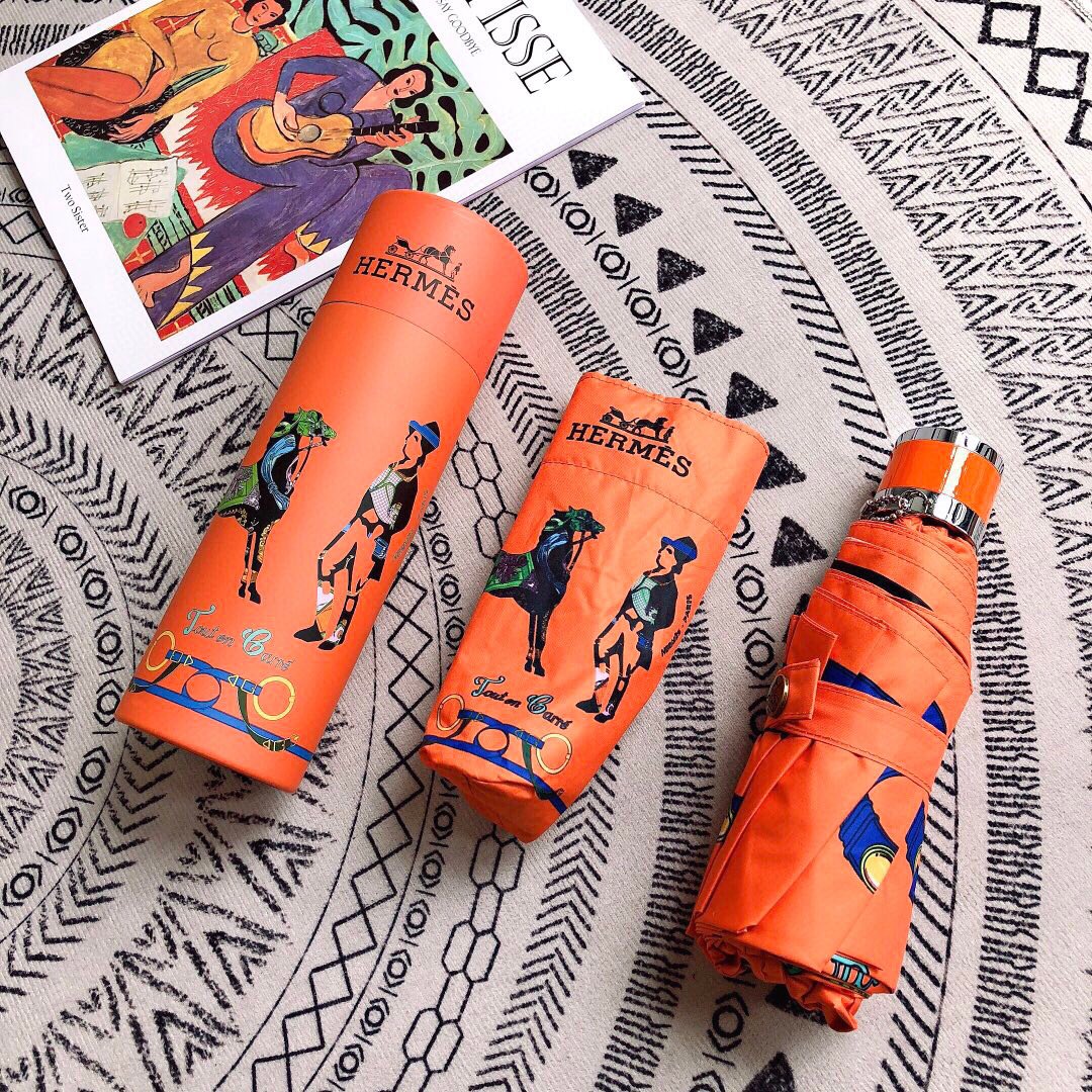 Hermes Pluie De H Folding Umbrella Orange - Soul Replicas