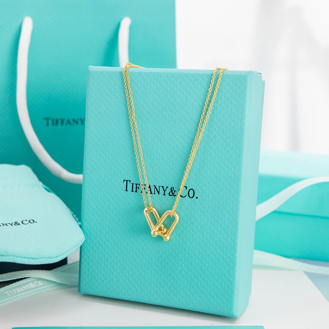 Tiffany & Co HardWear Double Link Pendant Necklace Gold Toned 63364223 - Soul Replicas