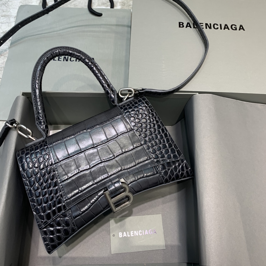 Balenciaga Hourglass Small Handbag In Dark Grey. For Women. Women-s Bags 9in/23cm 5935461LR6Y1309 - Soul Replicas