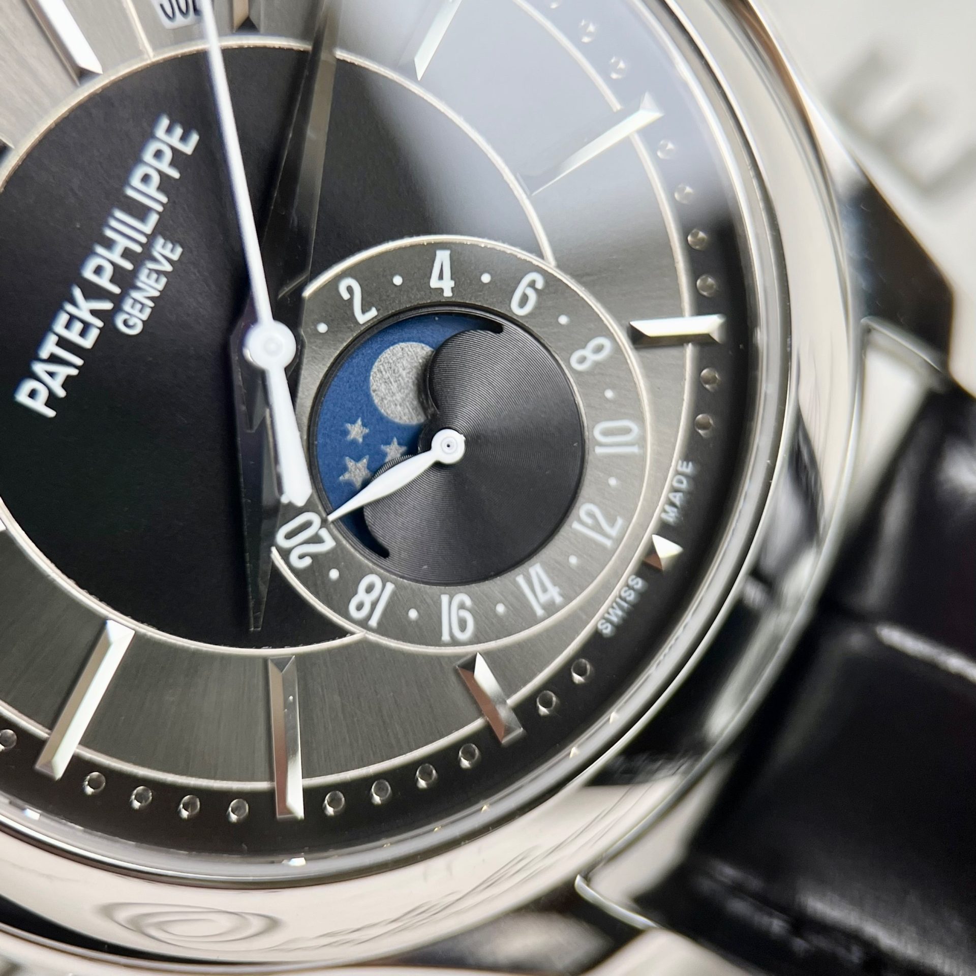 Patek Philippe Replica Watch Complications 5205G Gray Dial Leather Strap 40mm - Soul Replicas