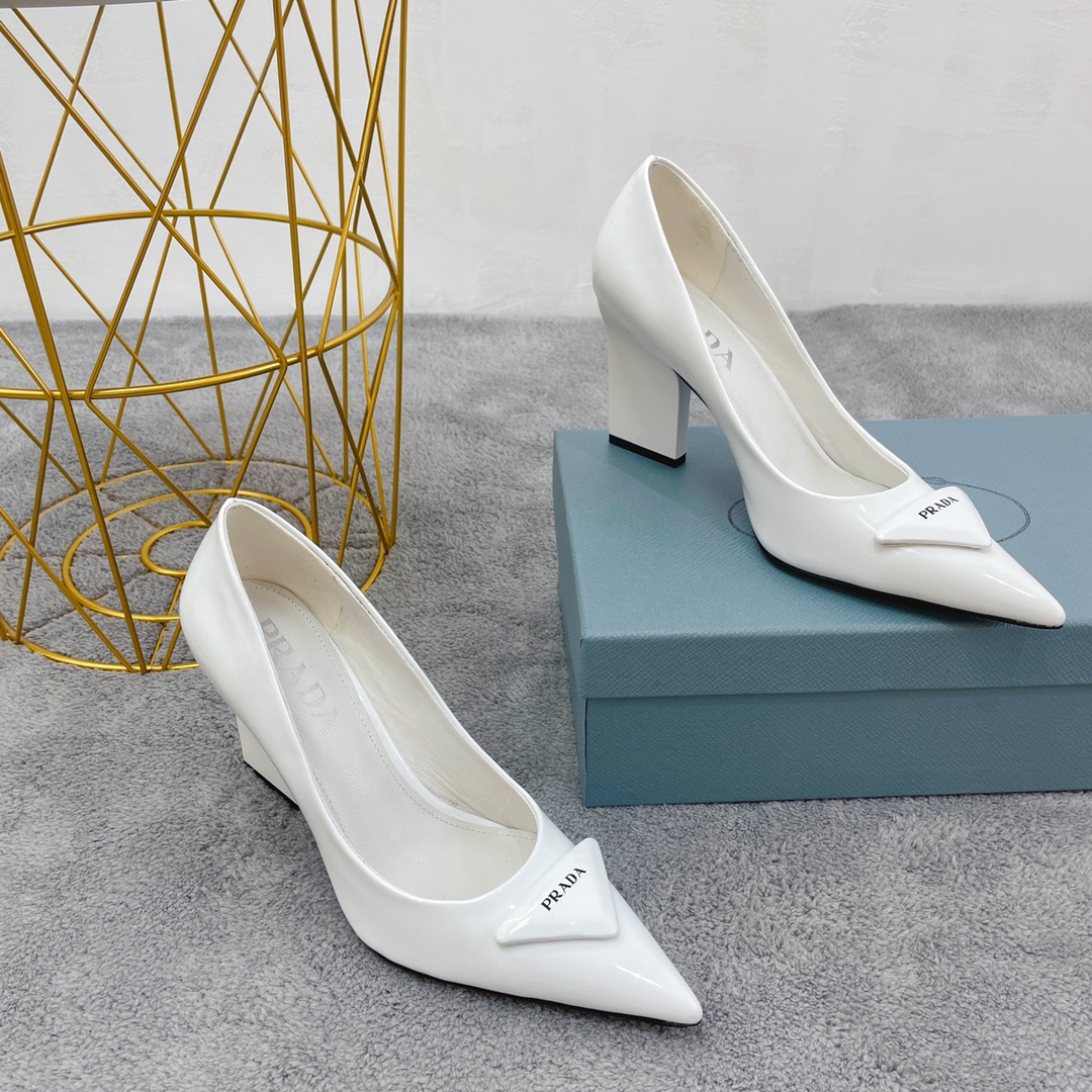 Prada Brushed Pumps White For Women Prada - Soul Replicas