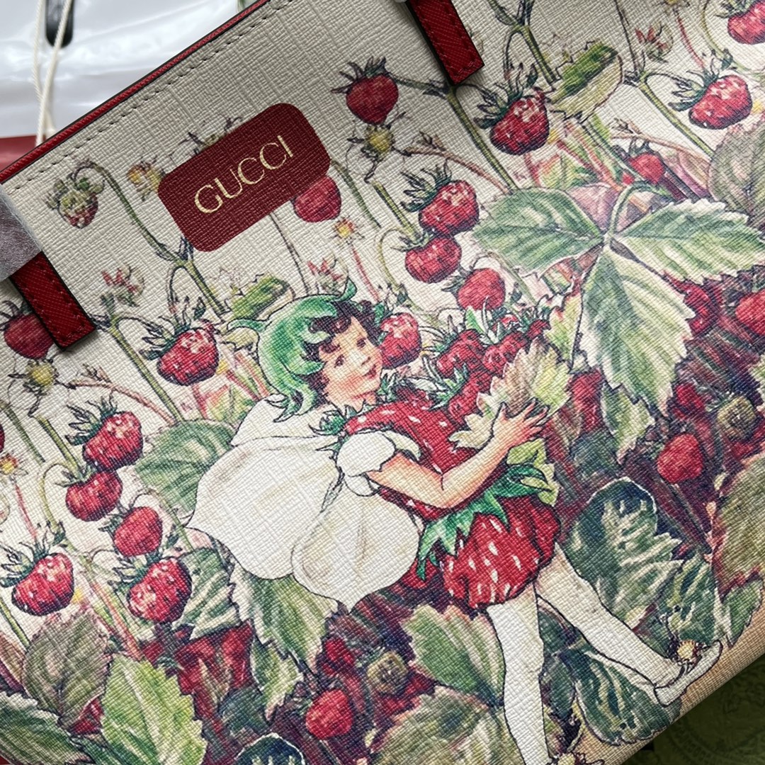 Gucci Children-s Tote Bag With Strawberry Fairy Print White For Women. Women-s Bags 7.9in/20cm Gucci‎ - Soul Replicas