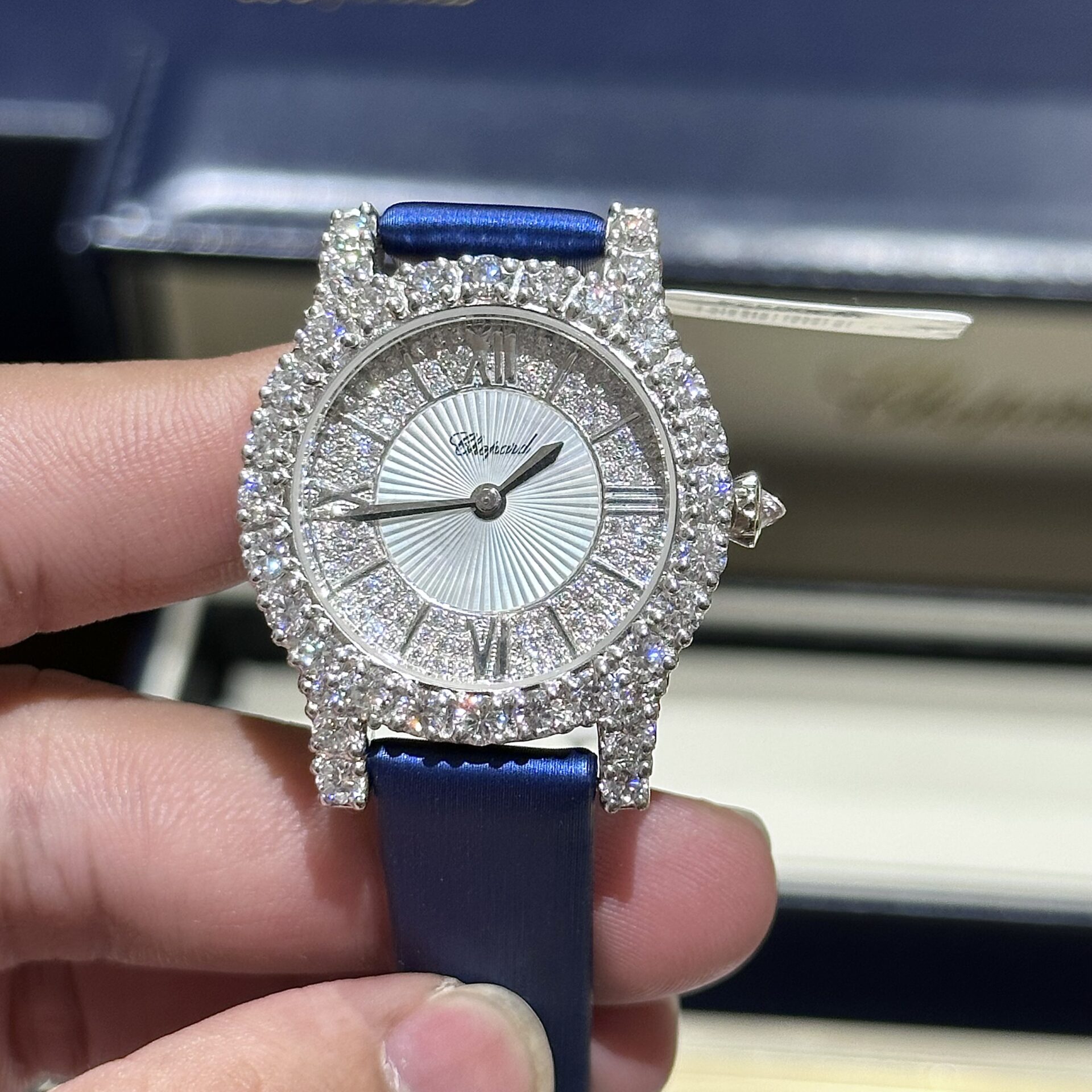 Chopard Replica 1:1 Watch With Moissanite Diamonds Leather Strap 30mm - Soul Replicas