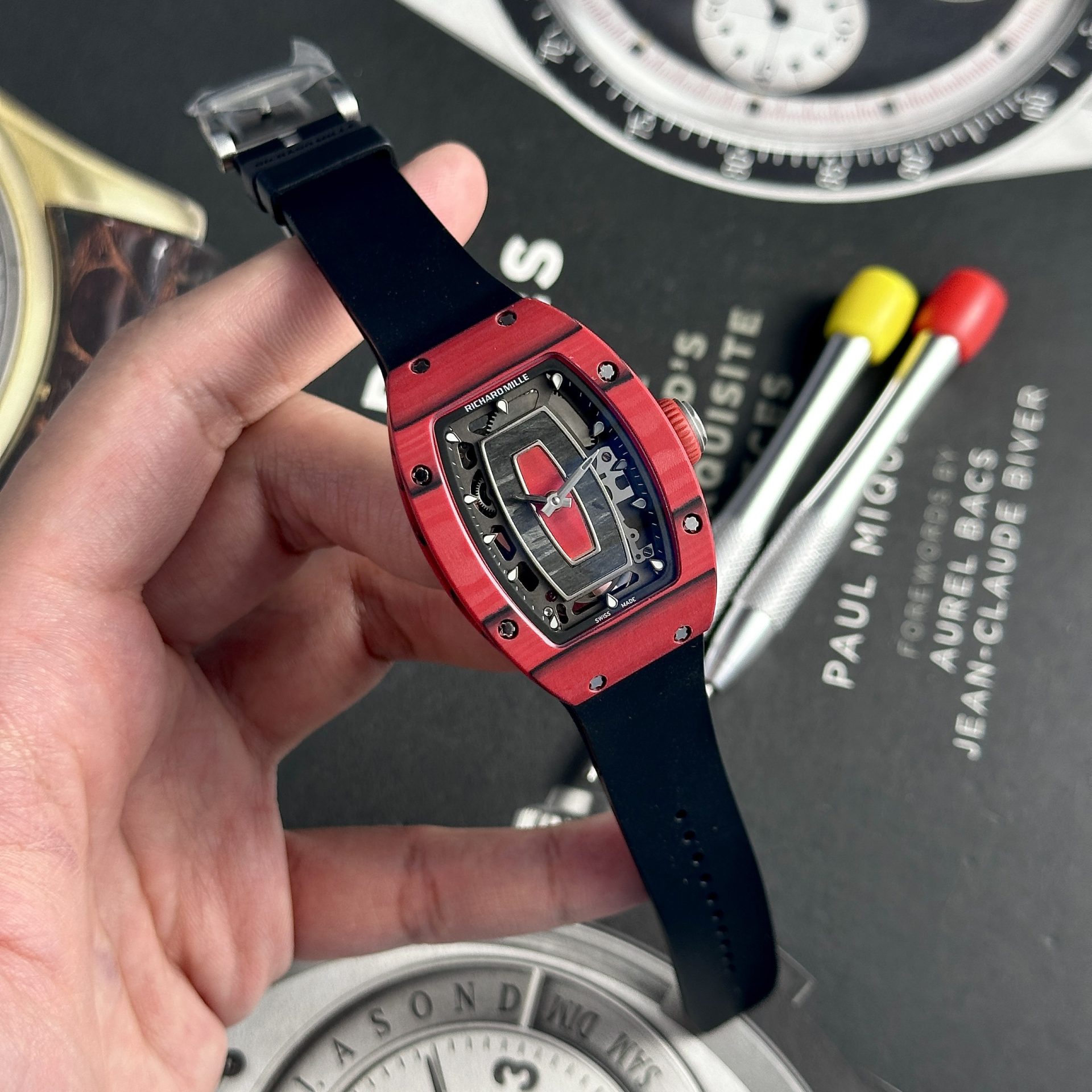 Richard Mille Replica Watches RM07-01 Red Carbon Rubber Strap 32x46mm - Soul Replicas