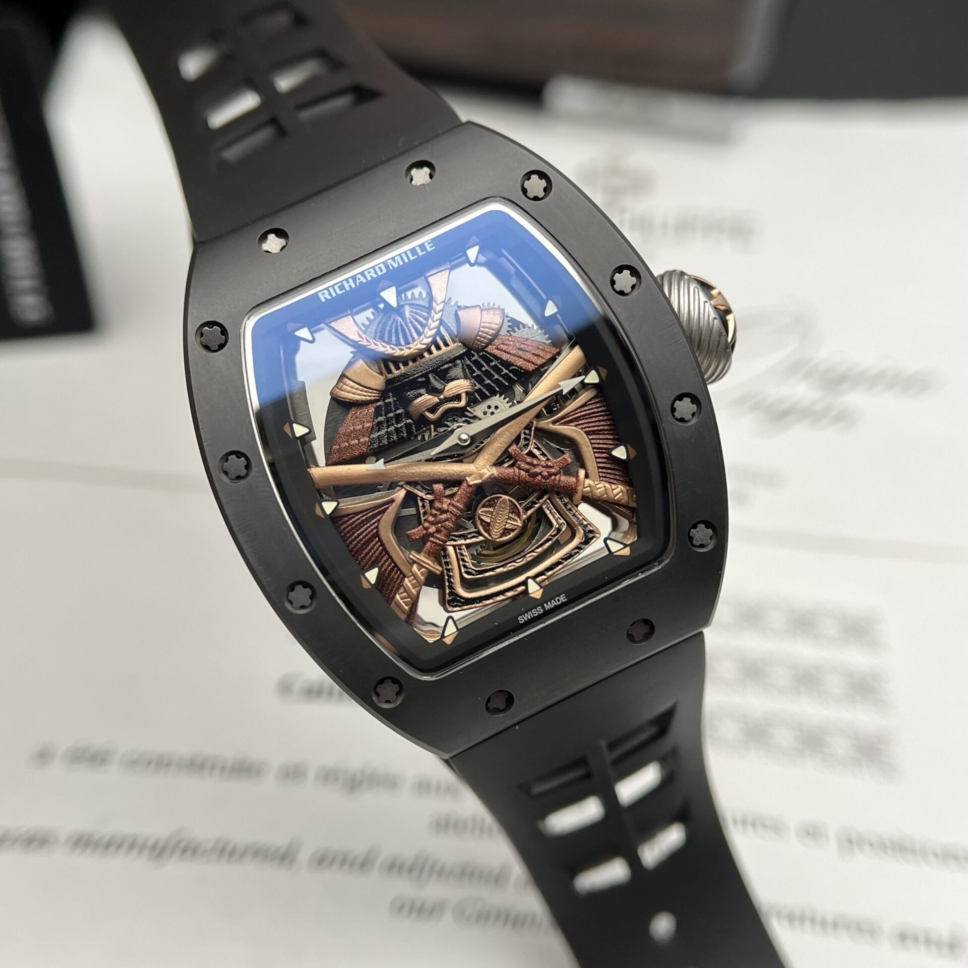 Richard Mille Replica Watch RM47 Samurai Ceramic Rubber Strap 42.7mm - Soul Replicas