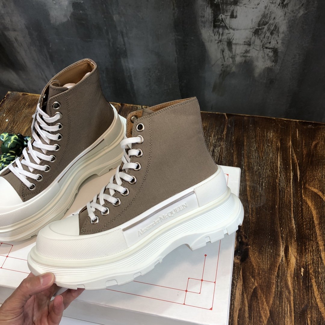 Alexander McQueen Tread Slick Boot Cotton Brown For Women - Soul Replicas