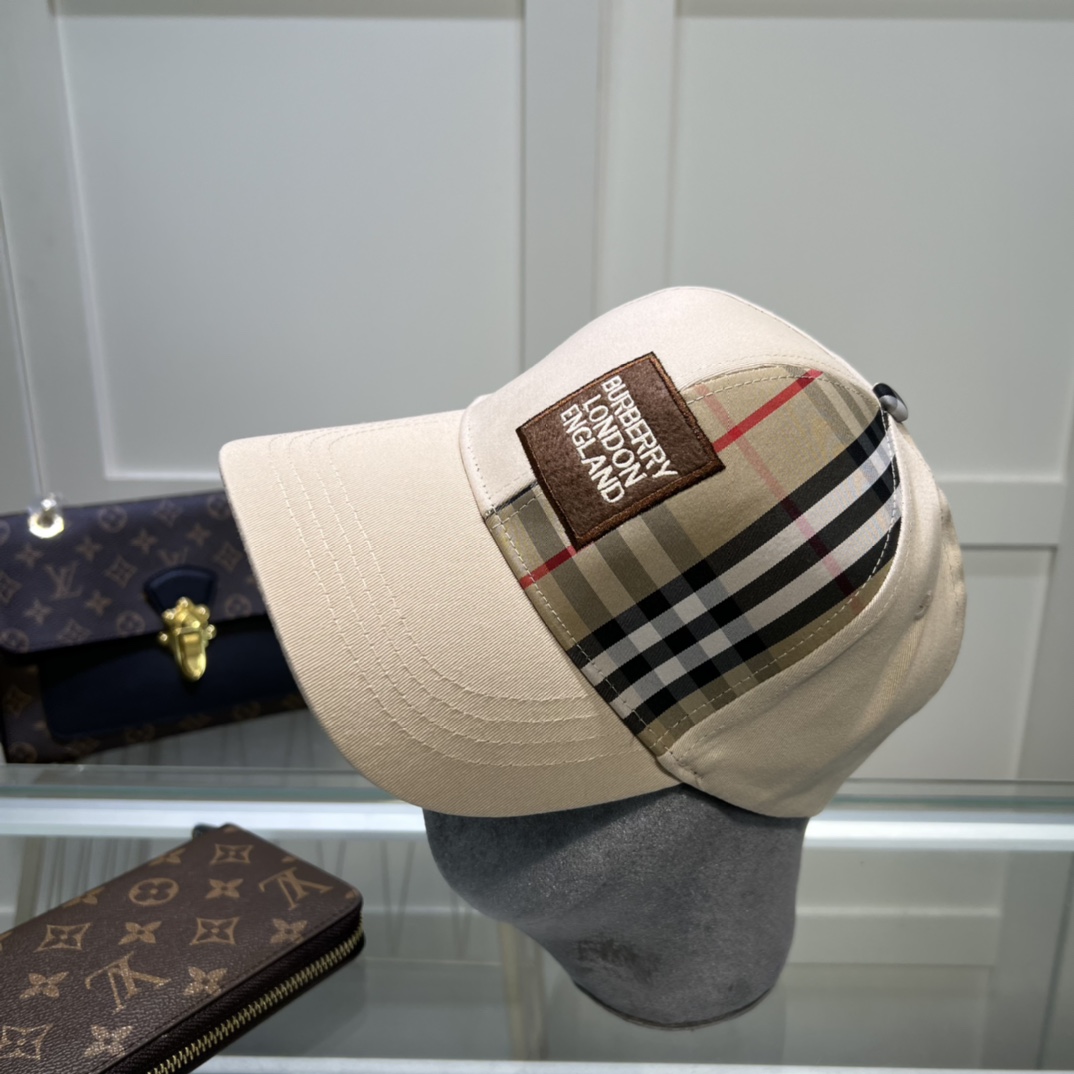 Burberry Monogram Motif Icon Stripe Cotton Baseball Cap Cream - Soul Replicas