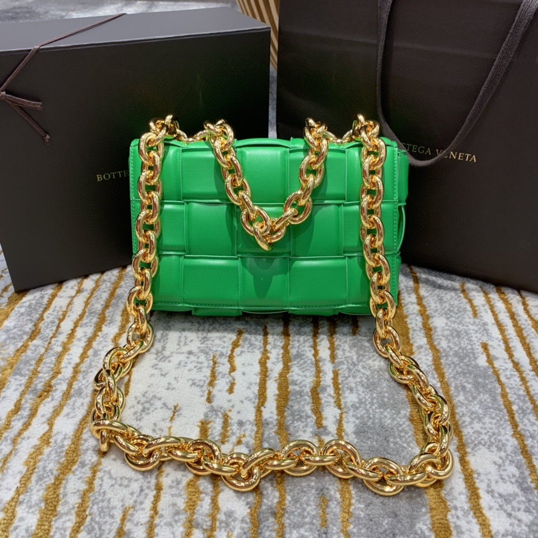 Bottega Veneta Chain Cassette Bag For Women 10.2in/26cm In Green 631421VBWZ03722 - Soul Replicas