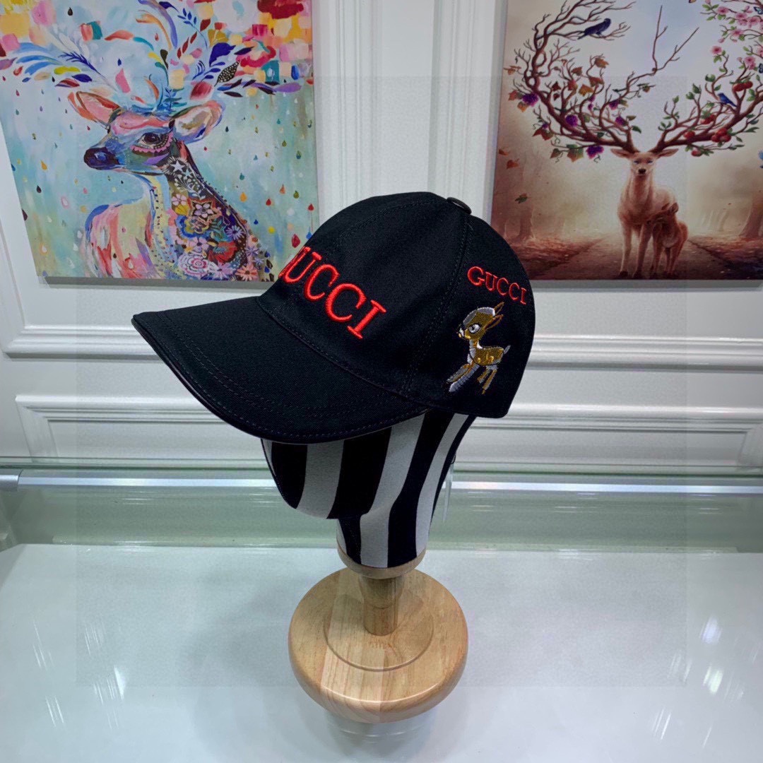 Gucci Bambi Embroidered Baseball Hat Balck Gucci Hat - Soul Replicas