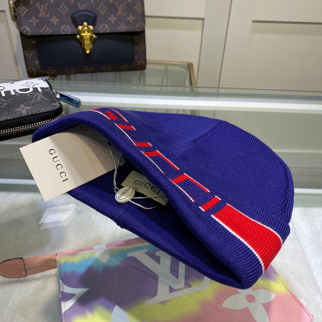 Gucci Beanie Cashmere In Blue - Soul Replicas