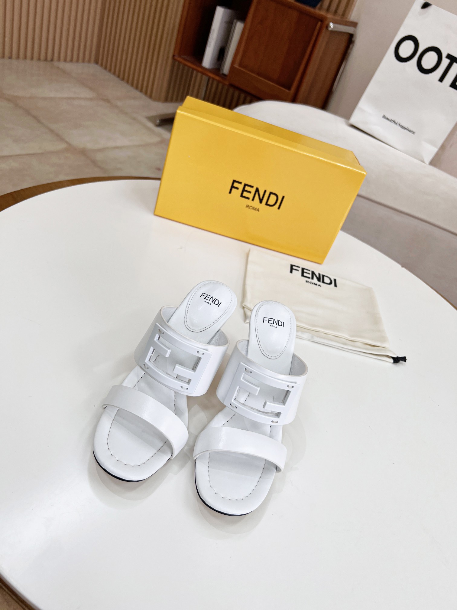 Fendi Baguette White Heels For Women - Soul Replicas