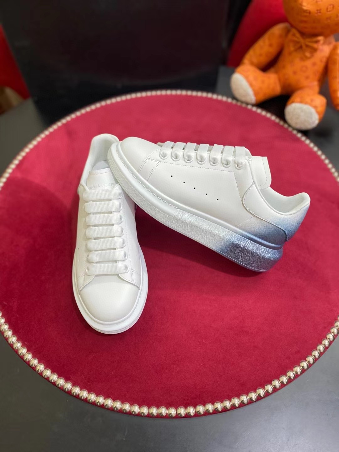 Alexander McQueen Oversized Sneaker White/Blue For Women - Soul Replicas