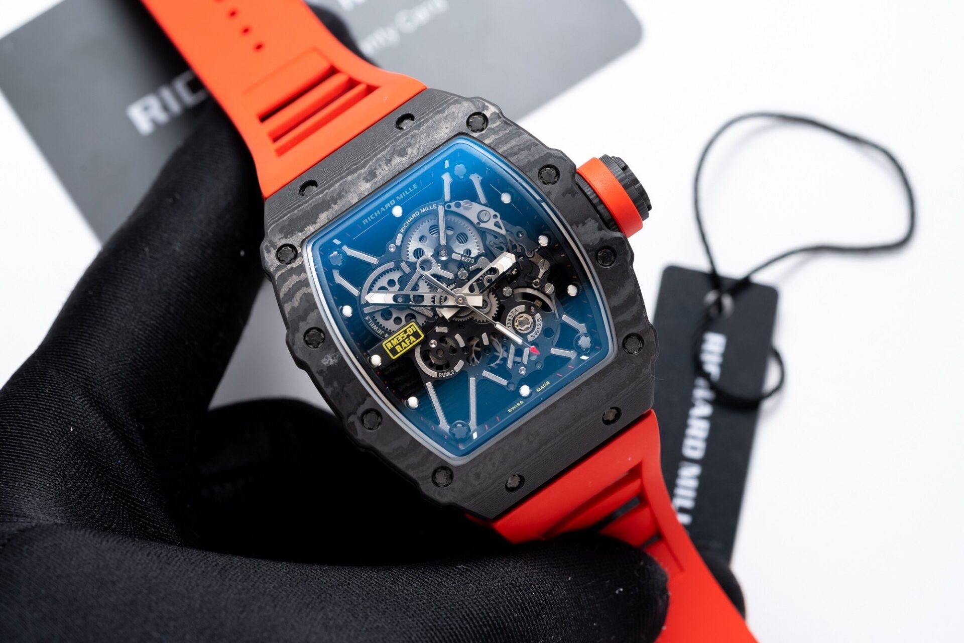 Richard Mille RM35-01 Replica 1:1 Watch Red Rubber Strap 45mm - Soul Replicas