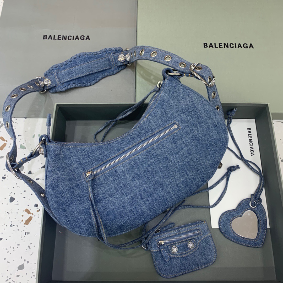 Balenciaga Le Cagole XS Shoulder Bag In Blue Washed. For Women. Women-s Bags 13in/33cm - Soul Replicas