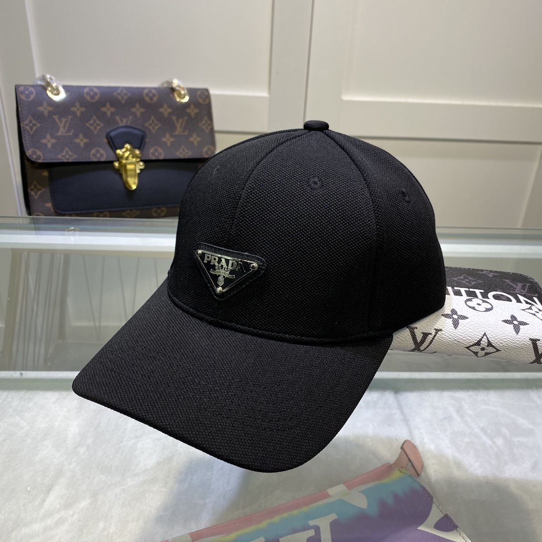 Prada Drill Baseball Cap Black Prada Cap - Soul Replicas