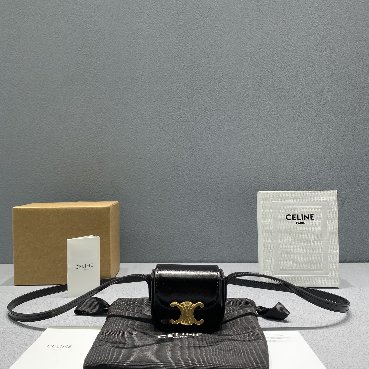Celine Mini Triomphe Black For Women 4in/11cm 10I513DPV.38NO - Soul Replicas