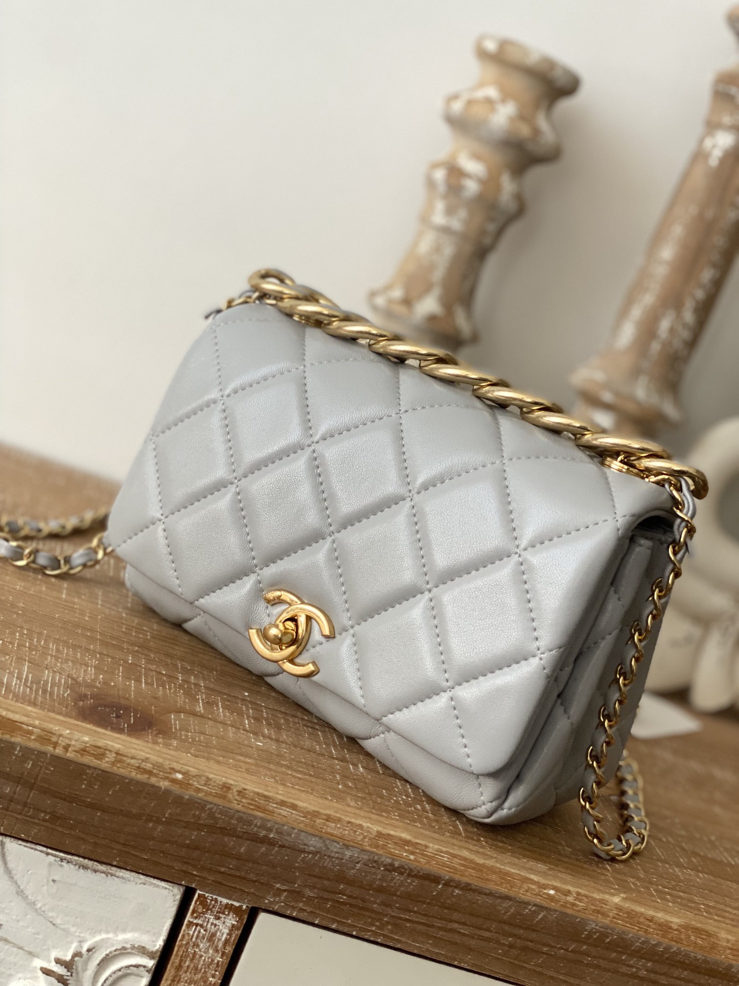 Chanel Classic Diamond Flap Bag Gray For Women. Women-s Bags 9.1in/23cm - Soul Replicas