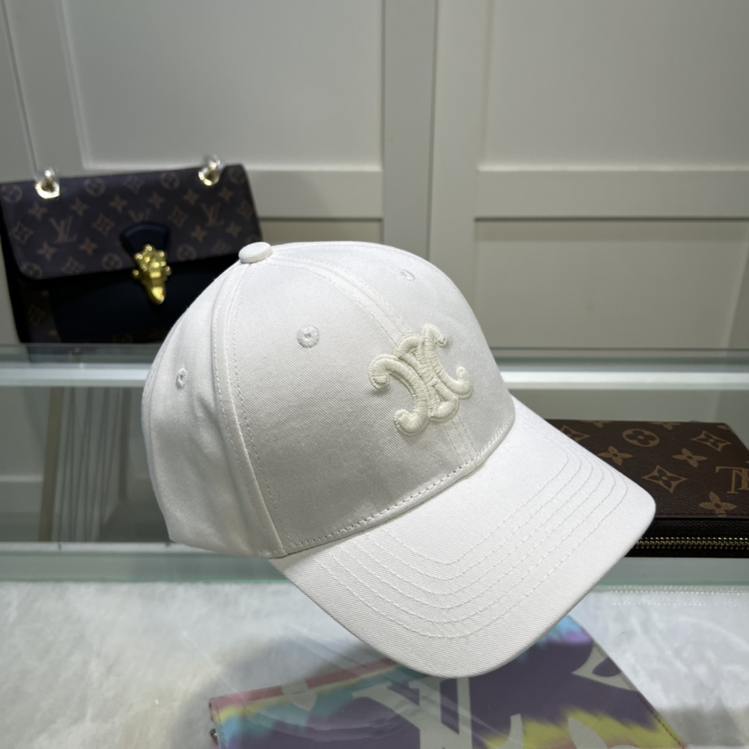 Celine Triomphe Baseball Cap White Celine Cap - Soul Replicas
