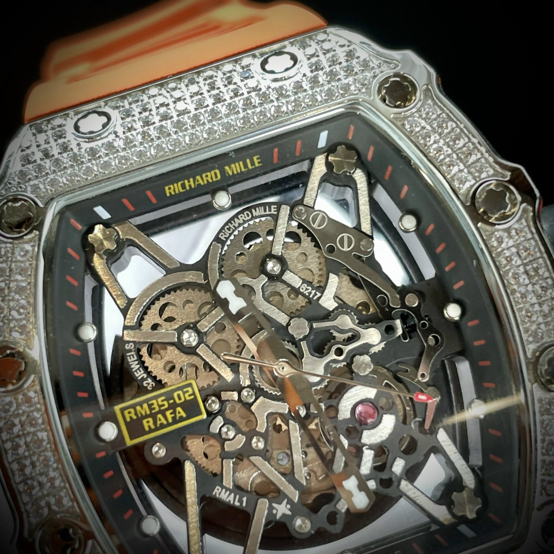 Richard Mille RM35-02 Fake Watch Orange Rubber Strap 44mm - Soul Replicas