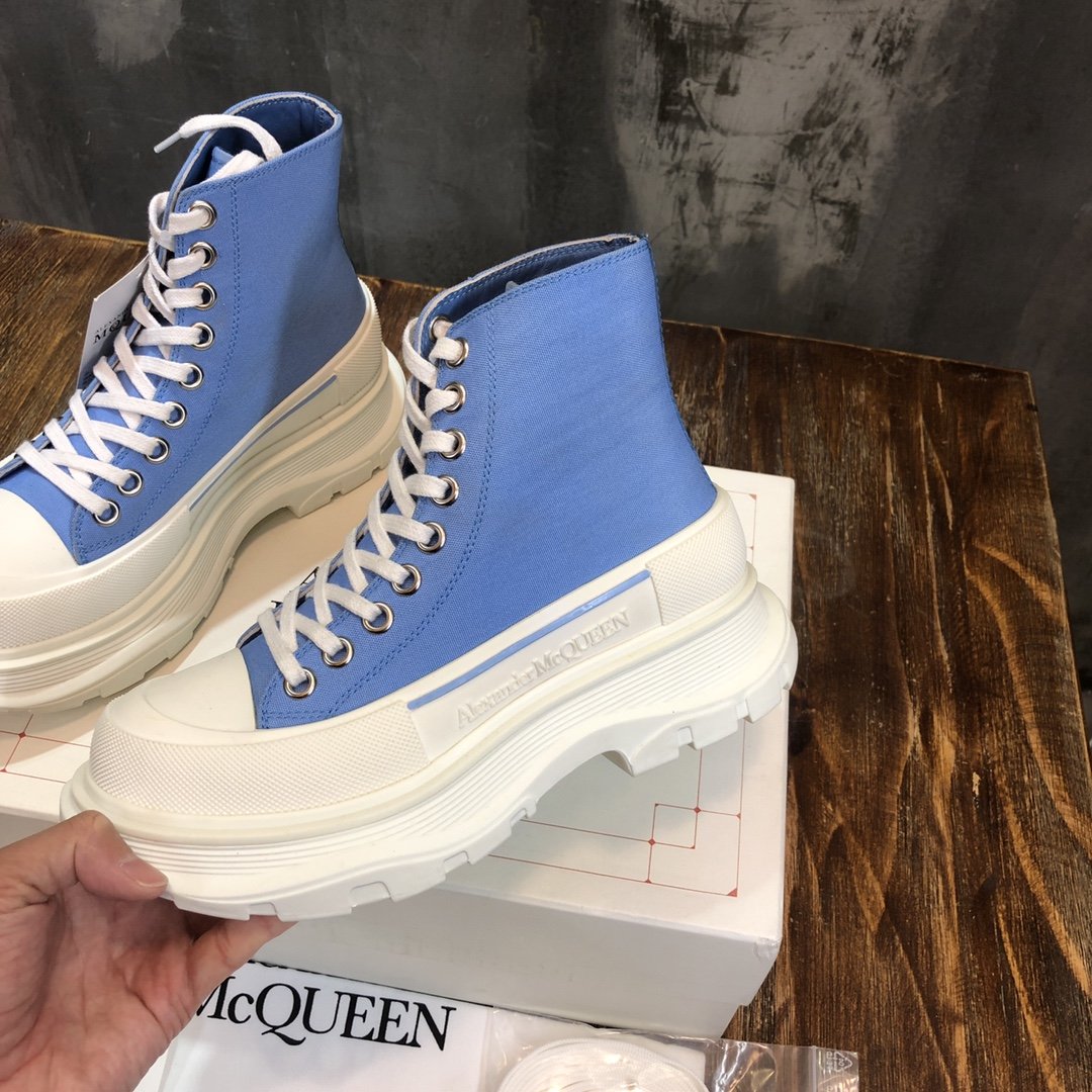 Alexander McQueen Tread Slick Boot Cotton Blue For Women - Soul Replicas