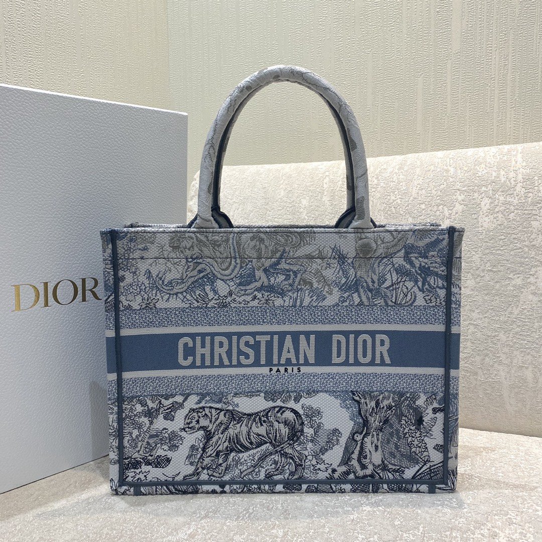 Christian Dior Medium Dior Book Tote Blue Toile de Jouy Reverse Embroidery. Blue. For Women Women's Handbags. Shoulder Bags. 36cm CD M1296ZRGO_M928 - Soul Replicas