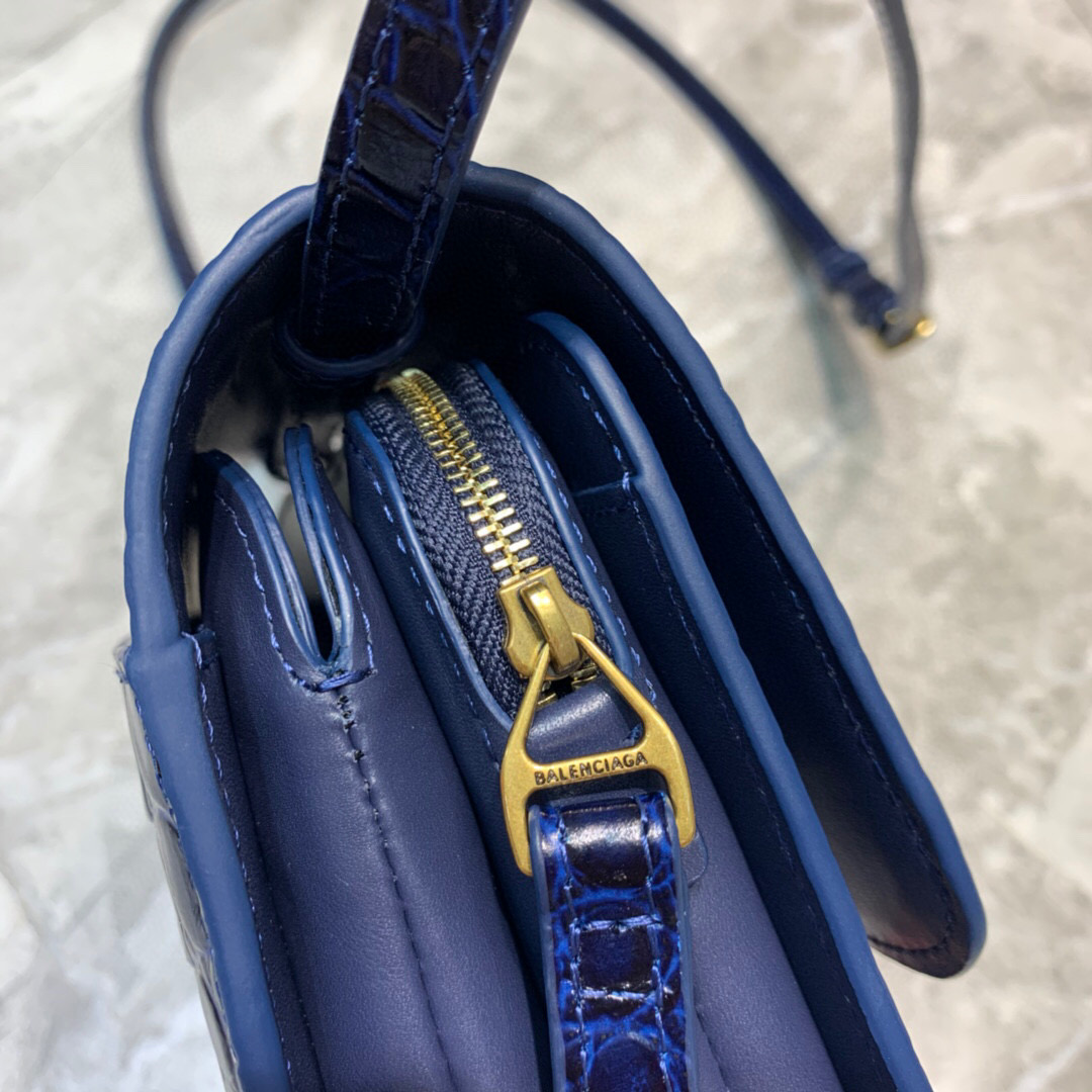 Balenciaga B Small Lizard Effect Cross-body Bag In Dark Blue. For Women. Women-s Bags 7in/18cm - Soul Replicas
