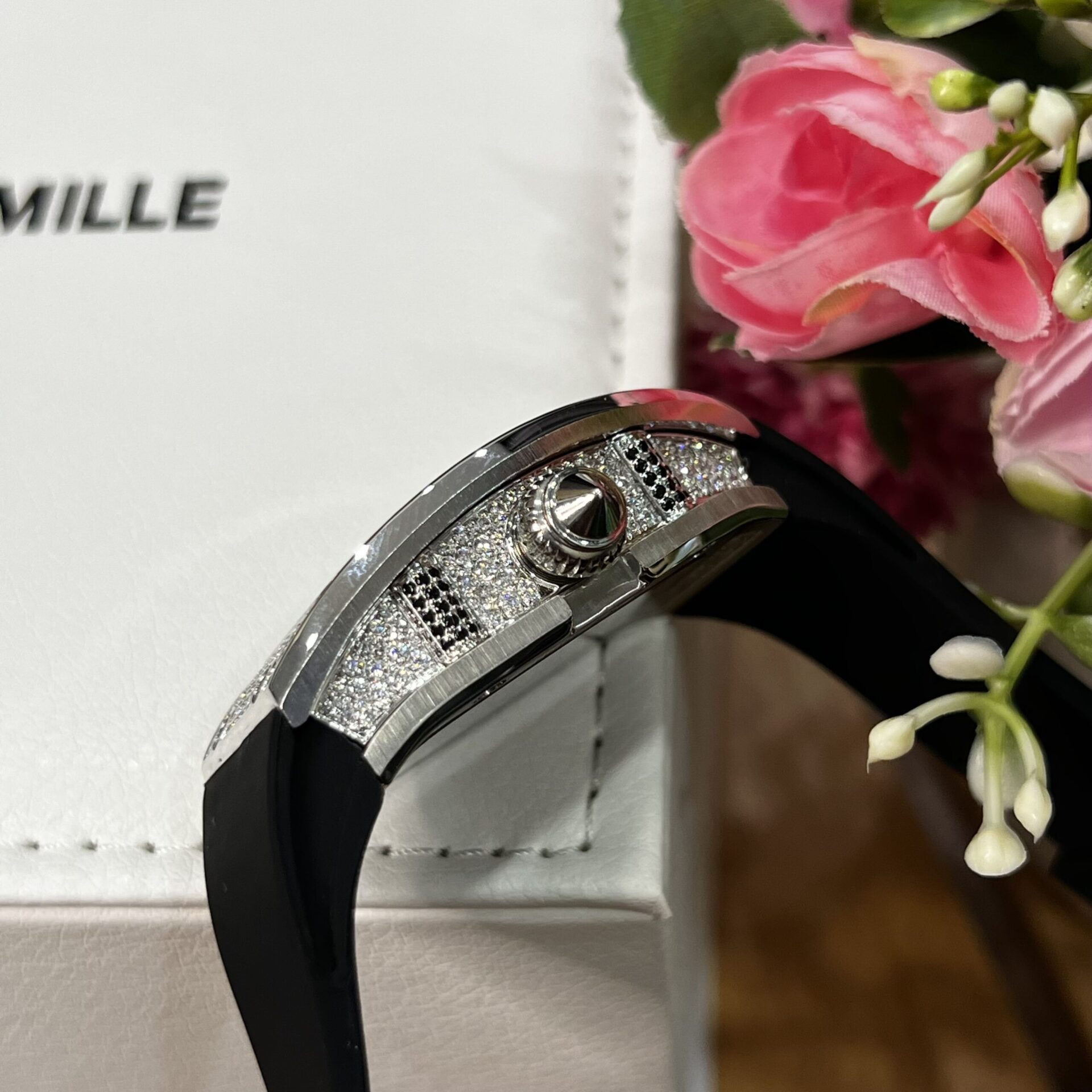 Richard Mille Replica Watch RM007 Black Dial Full CZ 36mm - Soul Replicas