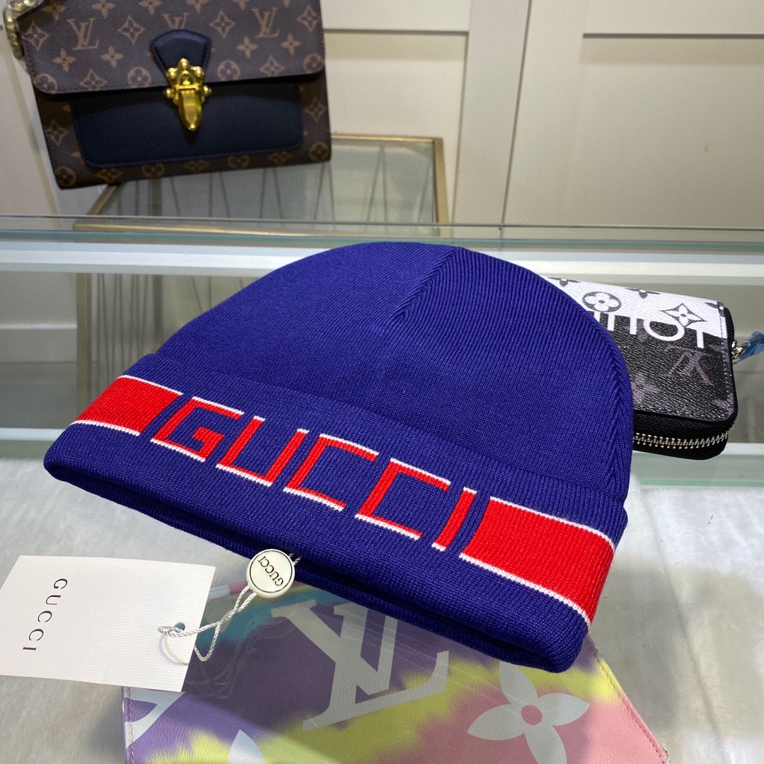 Gucci Beanie Cashmere In Blue - Soul Replicas