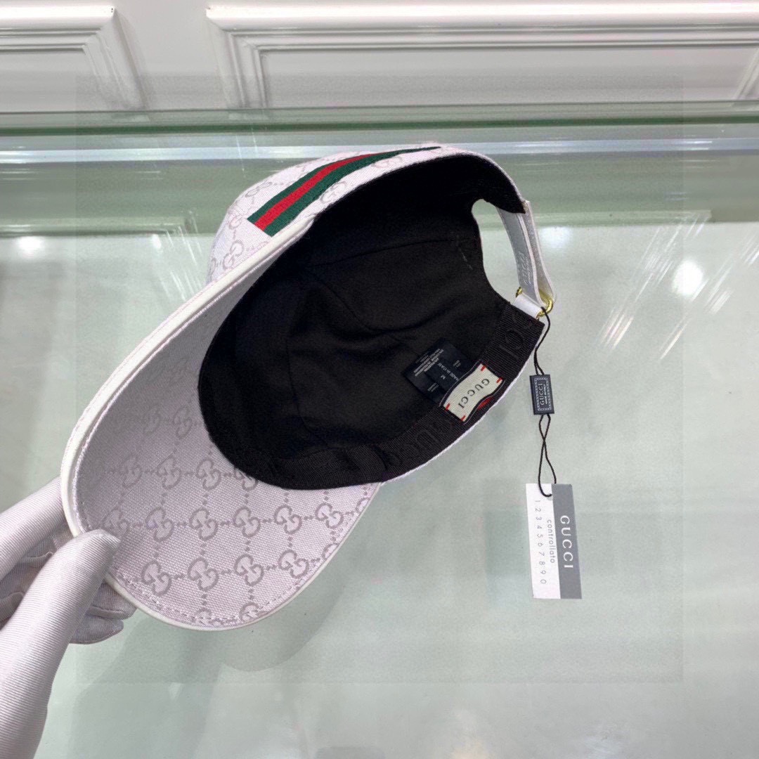 Original Gucci Canvas Baseball Hat With Web White Gucci Hat - Soul Replicas