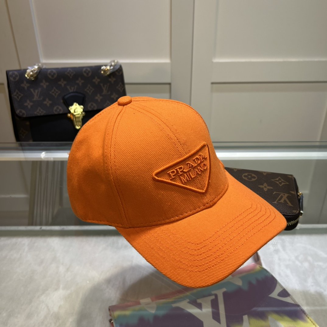 Prada Drill Baseball Cap Orange Prada Cap - Soul Replicas