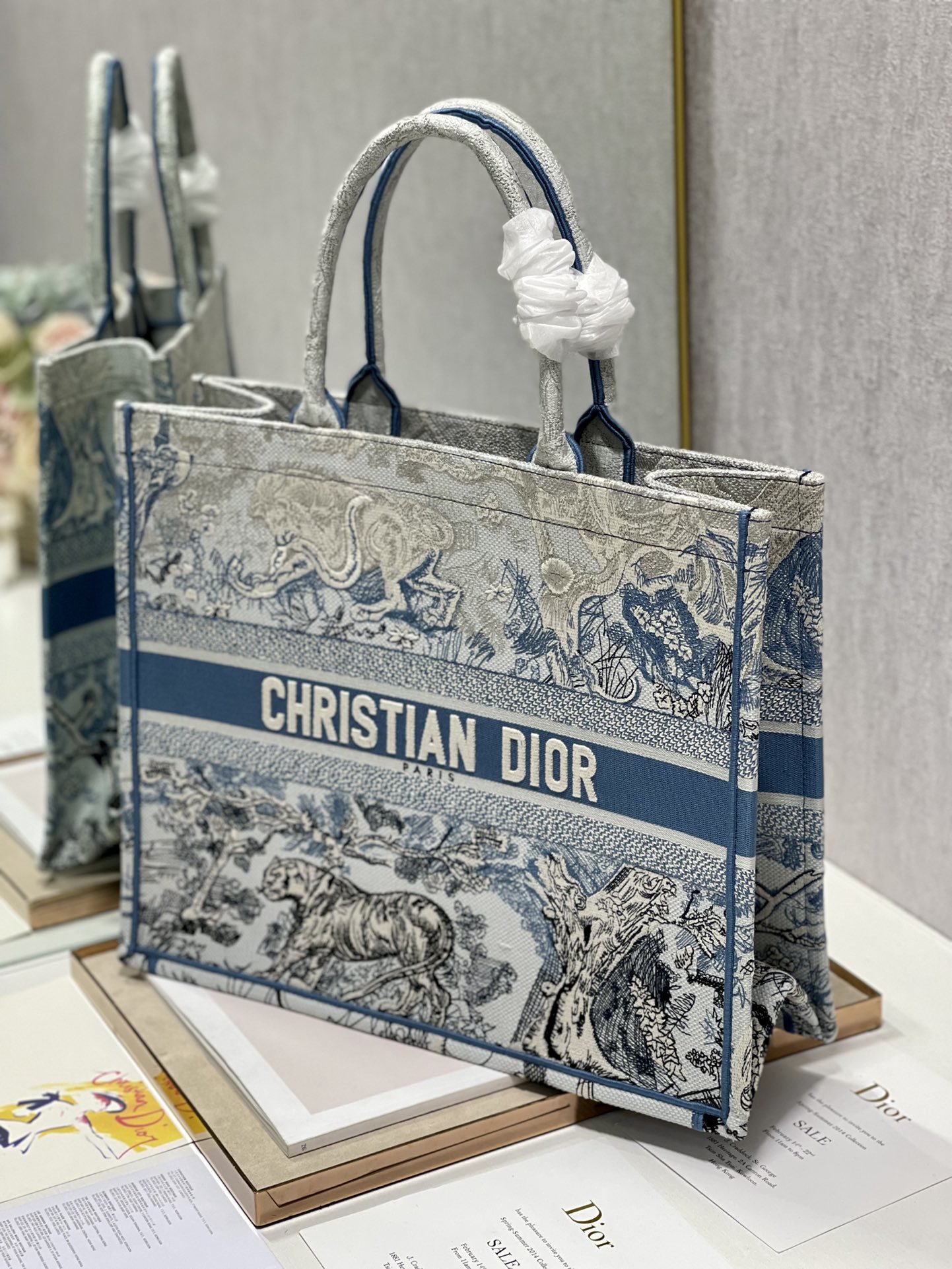 Christian Dior Large Book Tote Bag Blue For Women 42cm/16in CD - Soul Replicas