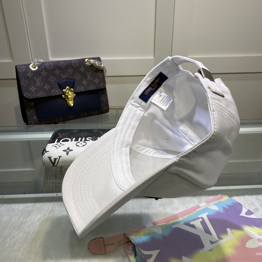 Louis Vuitton Embroidered Logo Baseball Cap White LV Cap - Soul Replicas
